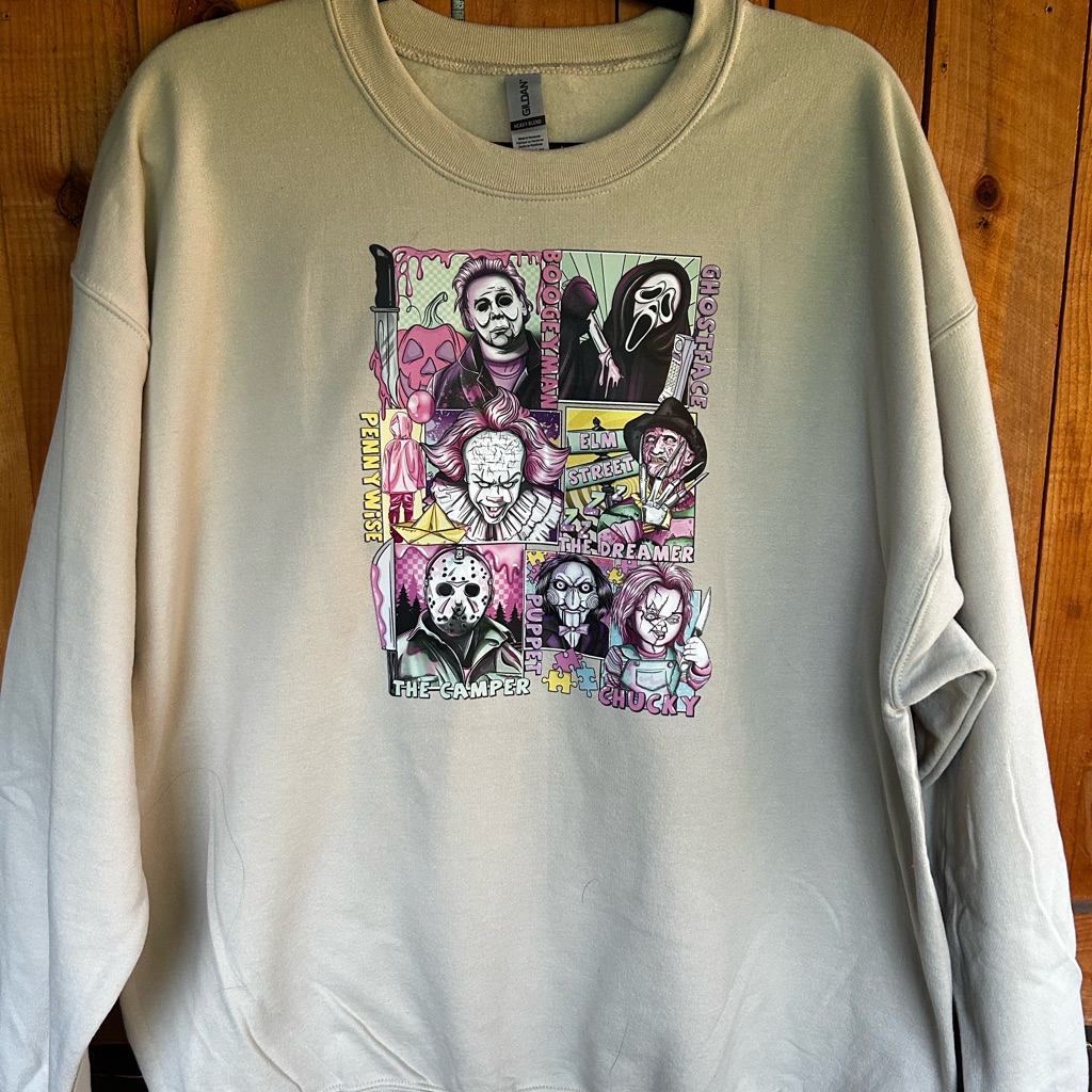 Flash Halloween Sale Halloween Scary Movie Graphic Crewneck